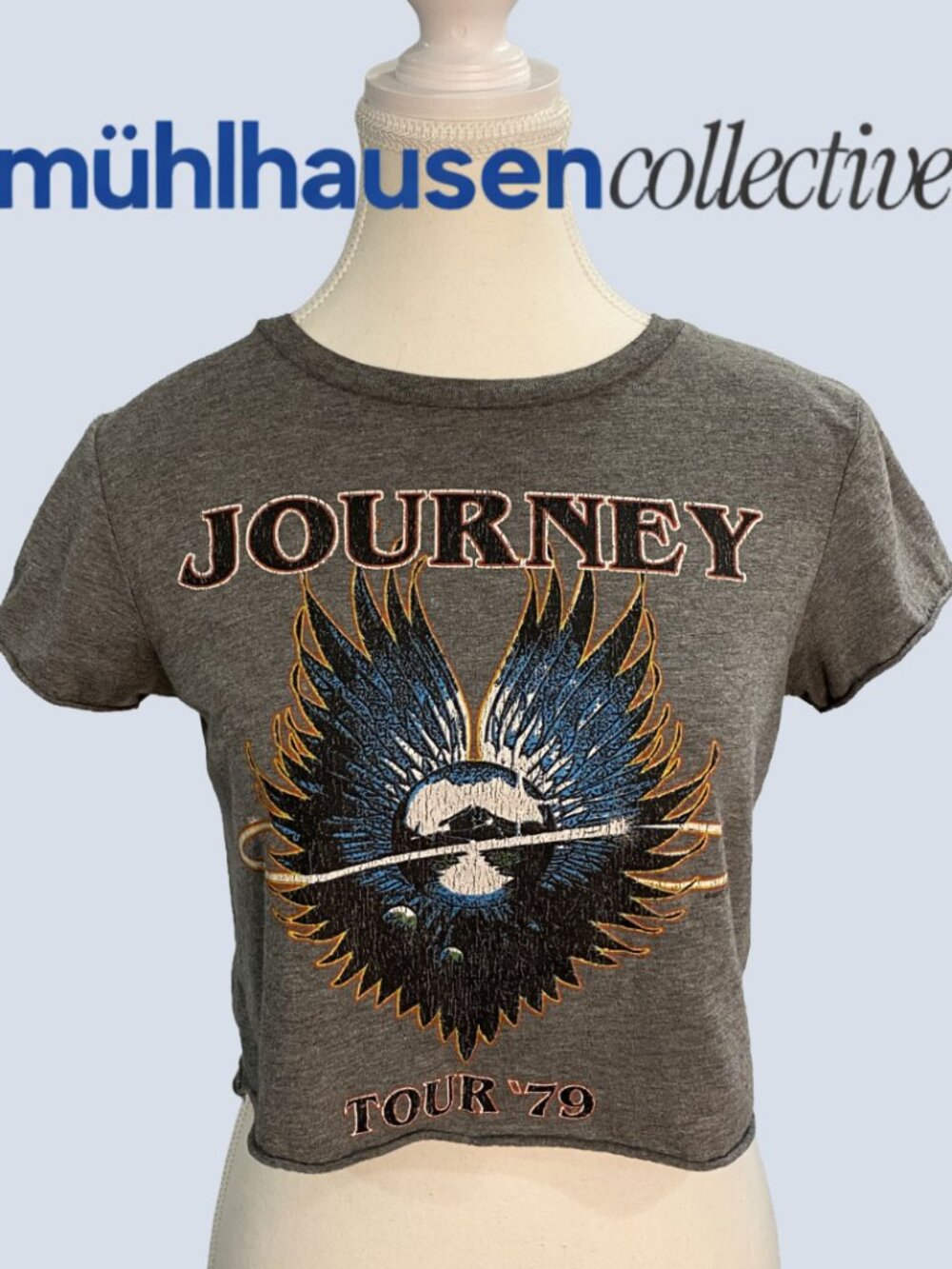 Forever 21 Gray Journey Tour '79 Graphic Crop Top